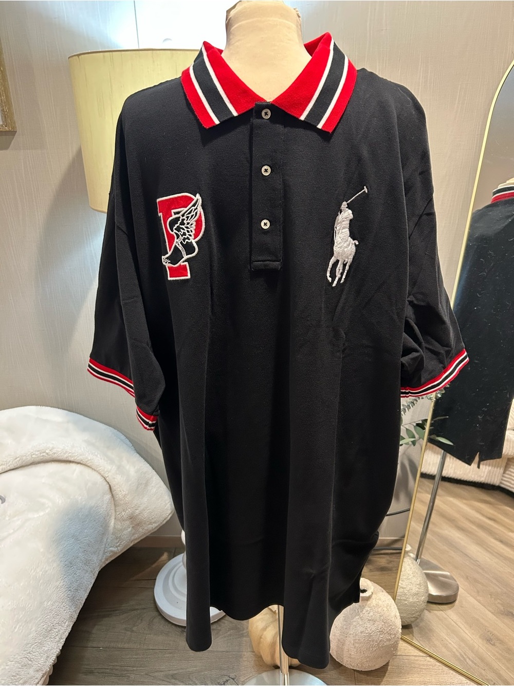 Ralph Lauren Black Polo with Red & White Trim